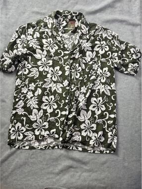 pineapple connection mens hawaiian dadcore shirt green floral resort size L